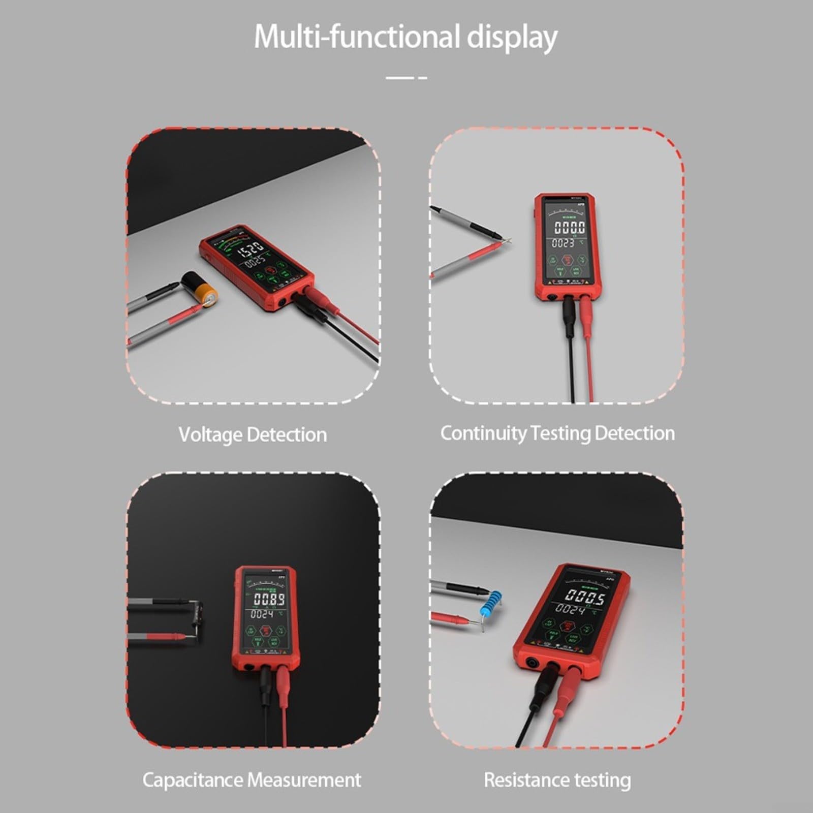 Multimetro digitale intelligente, 6000 conteggi VA Touchscreen Auto-Range Tester con NCV Live Wire Detection Torcia Tipo-C ricaricabile (2 pezzi)