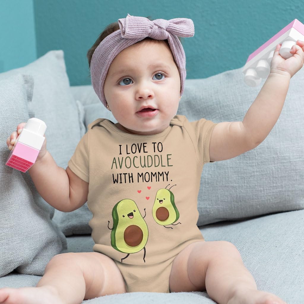 I Love to Avocuddle With Mommy Baby Onesie - Baby Birthday Present - Baby Birthday Gift Ideas - Heather Dust, 6-12 Months