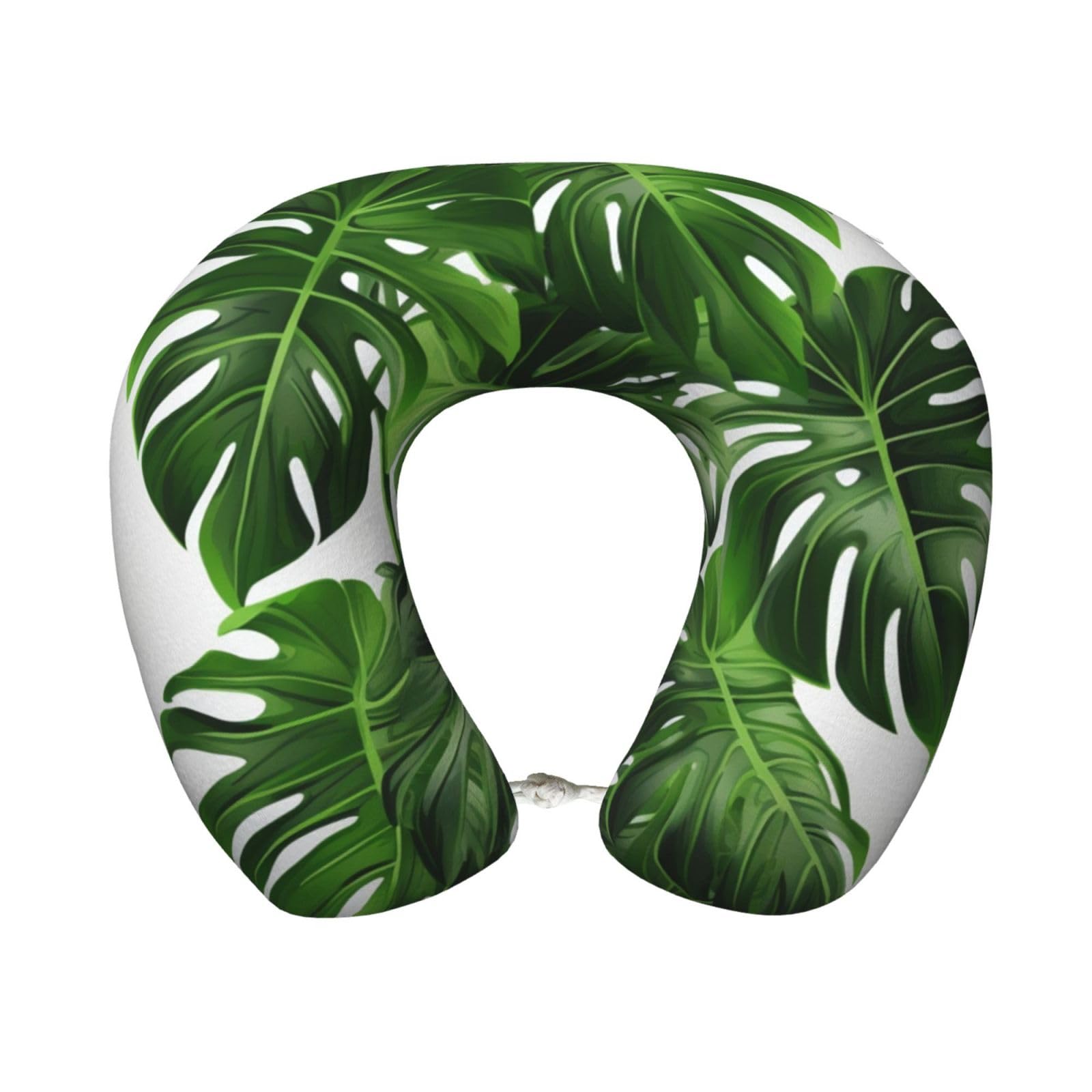 FekiLoot Travel Pillow for Sleeping, Monstera Deliciosa Banana Palm Travel Neck Pillow Comfortable U Shape Memory Foam Neck Rest Support Portable Travel Accessories Suitable for Airplane Car Office