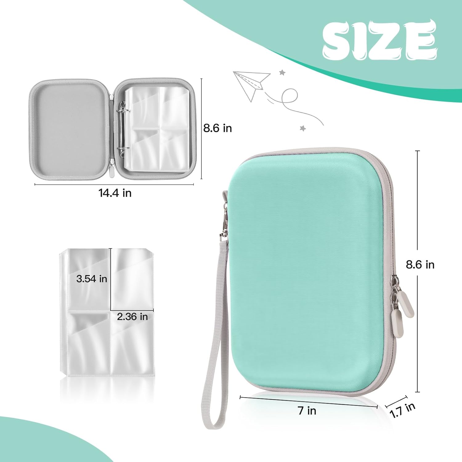 Card Case Fit for Yoto Cards, Portable Card Binder Holder with 120 Pockets for Player & Mini Audiobook Cards, Card Folder Storage with Sleeves for Travel (Green)