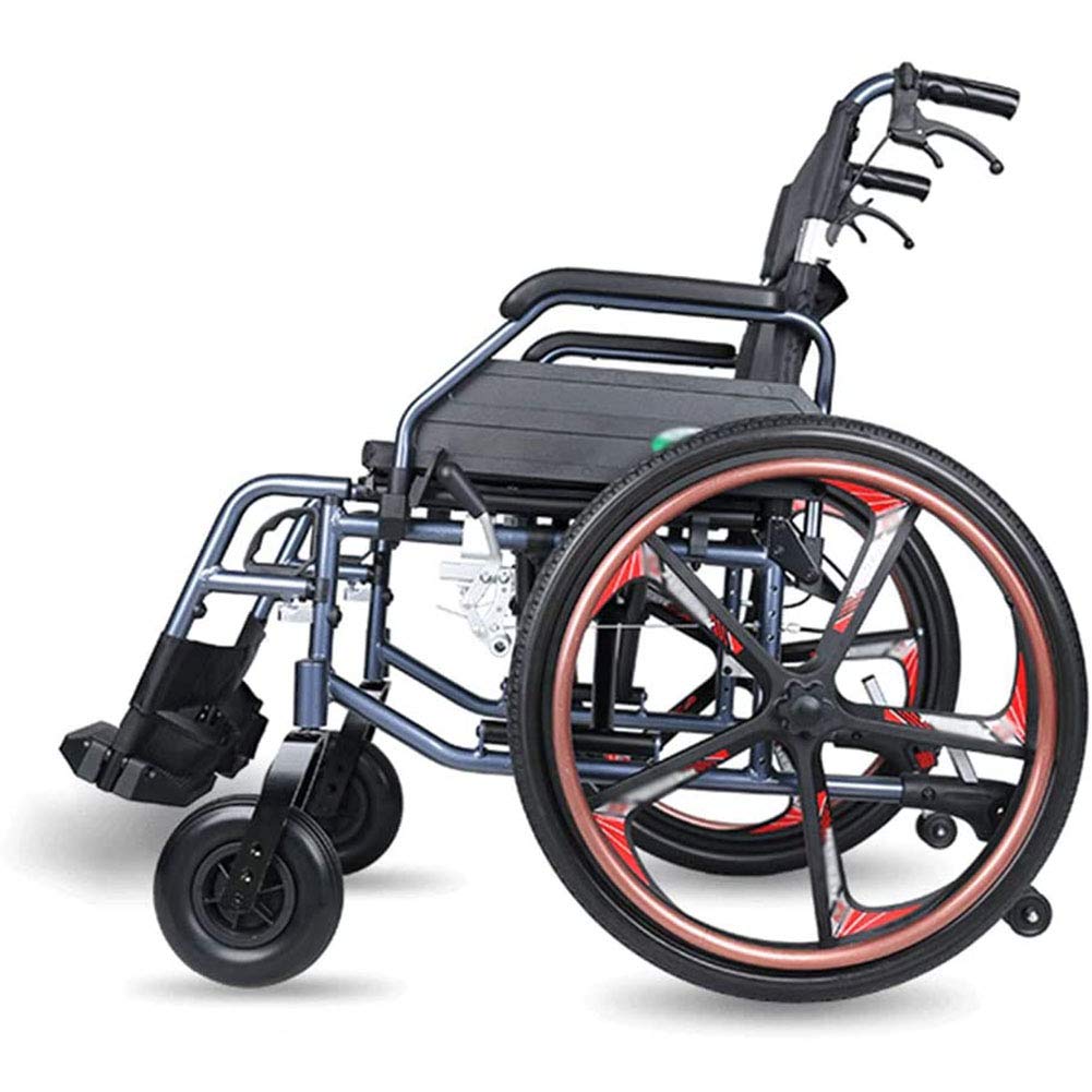 Silla de ruedas autopropulsada plegable de aluminio ligera Silla de ruedas de viaje ultraligera pequeña Patinete de empuje de aleación de aluminio portátil para personas mayores