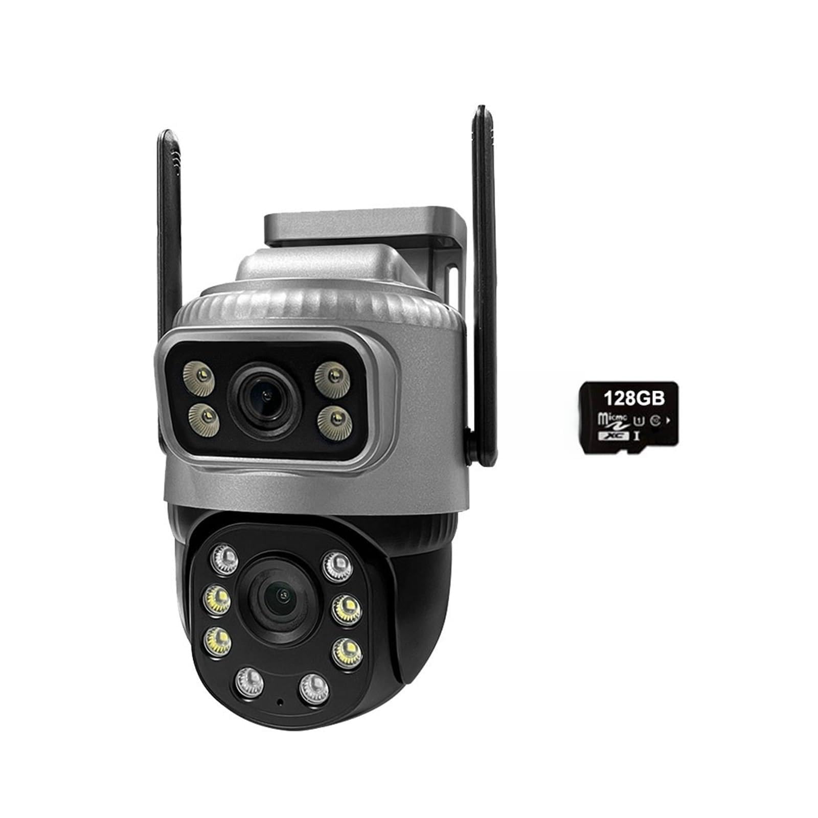 Kamery bezpieczeństwa, Kamera IP 4G z podwójnym obiektywem, 4 MP, 4K, wodoodporna, do monitoringu zewnętrznego, inteligentny dom, noktowizor, ochrona CCTV do domu(WIFI Cam 128G Card)