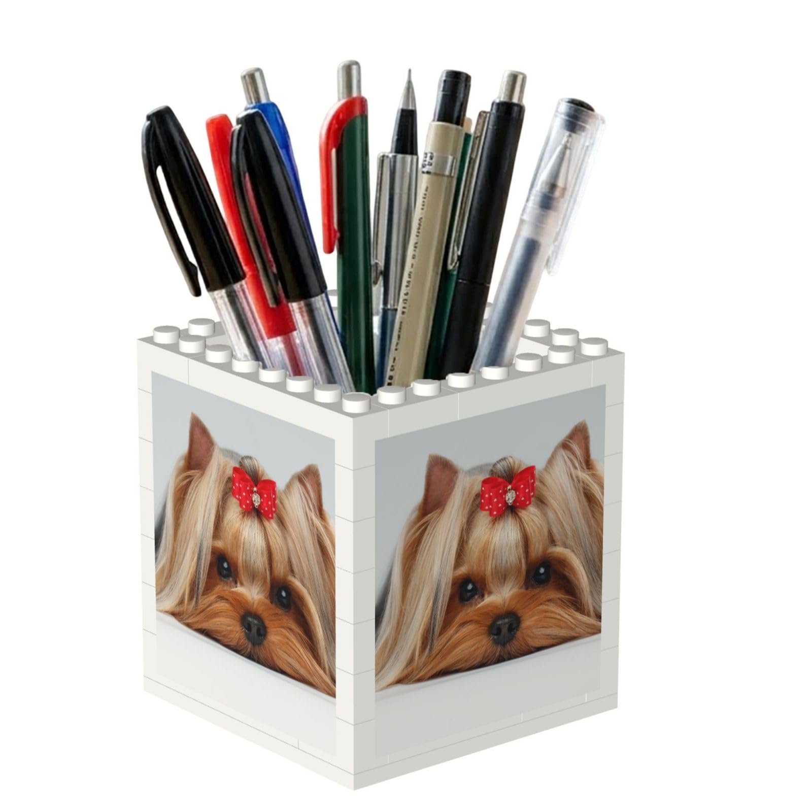 Poadnly Yorkshire Terrier, Pen Pot Pencil Holder for Office Home School, Compact Desk Organiser for Office Stationery
