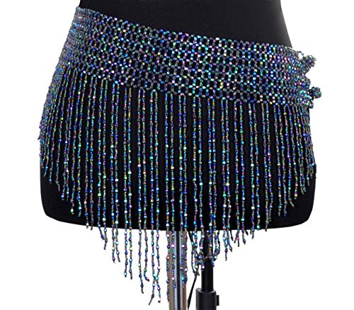 Western Fashion Stretchy Elastic Fringe Beaded Gypsy Belt Rave Belly Dance