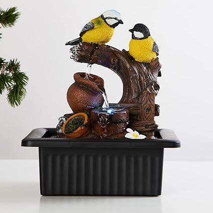 Home Centre Corsica Brown Textured Polyresin Electrical Birds Water Fountain