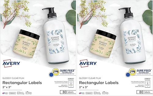 Miniatura 9 de Avery Etiquetas rectangulares en blanco imprimibles 2 x 3 pulgadas transparentes brillantes 80 etiquetas personalizables 22822