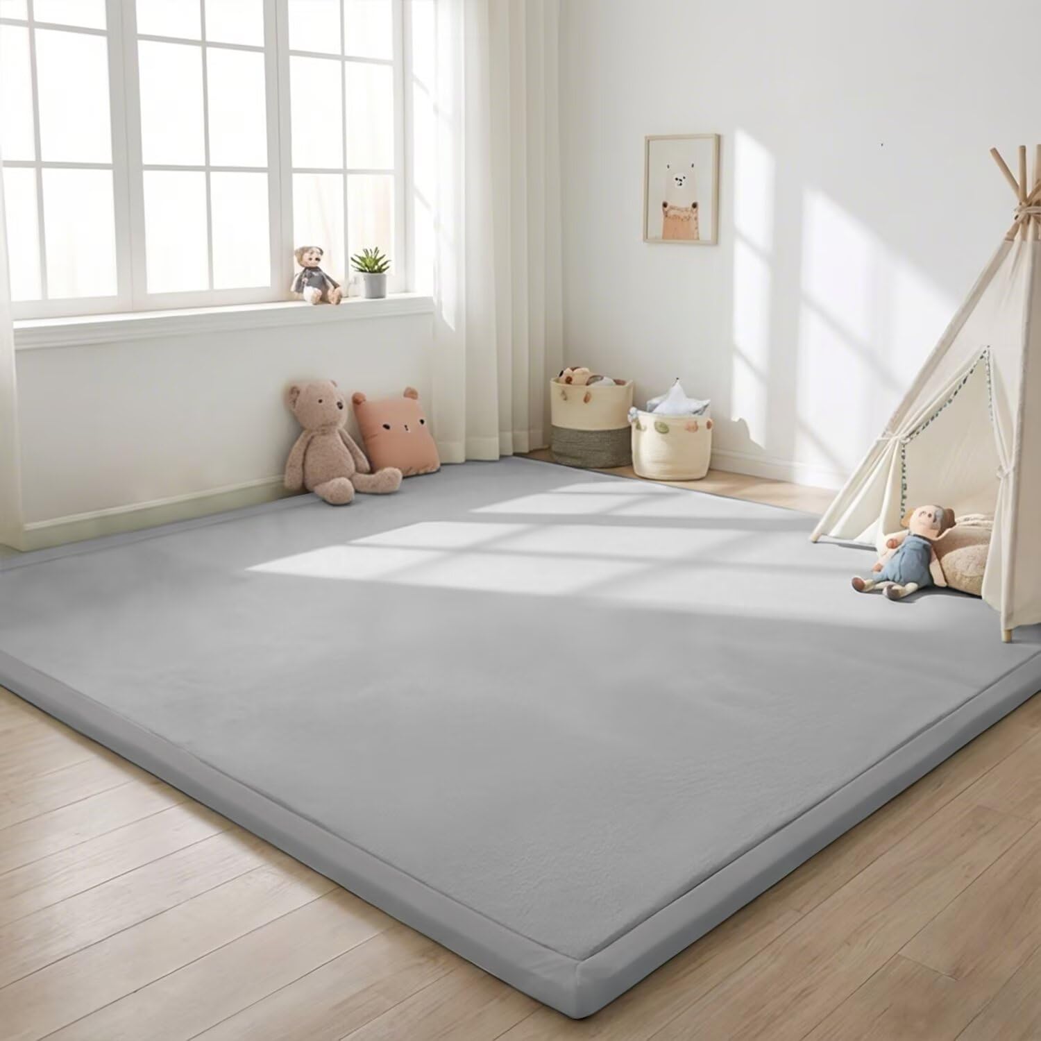 SETHEPACE Baby Play Mat, 2CM Thick Baby Floor Mat (Silver Grey, 80x100CM)