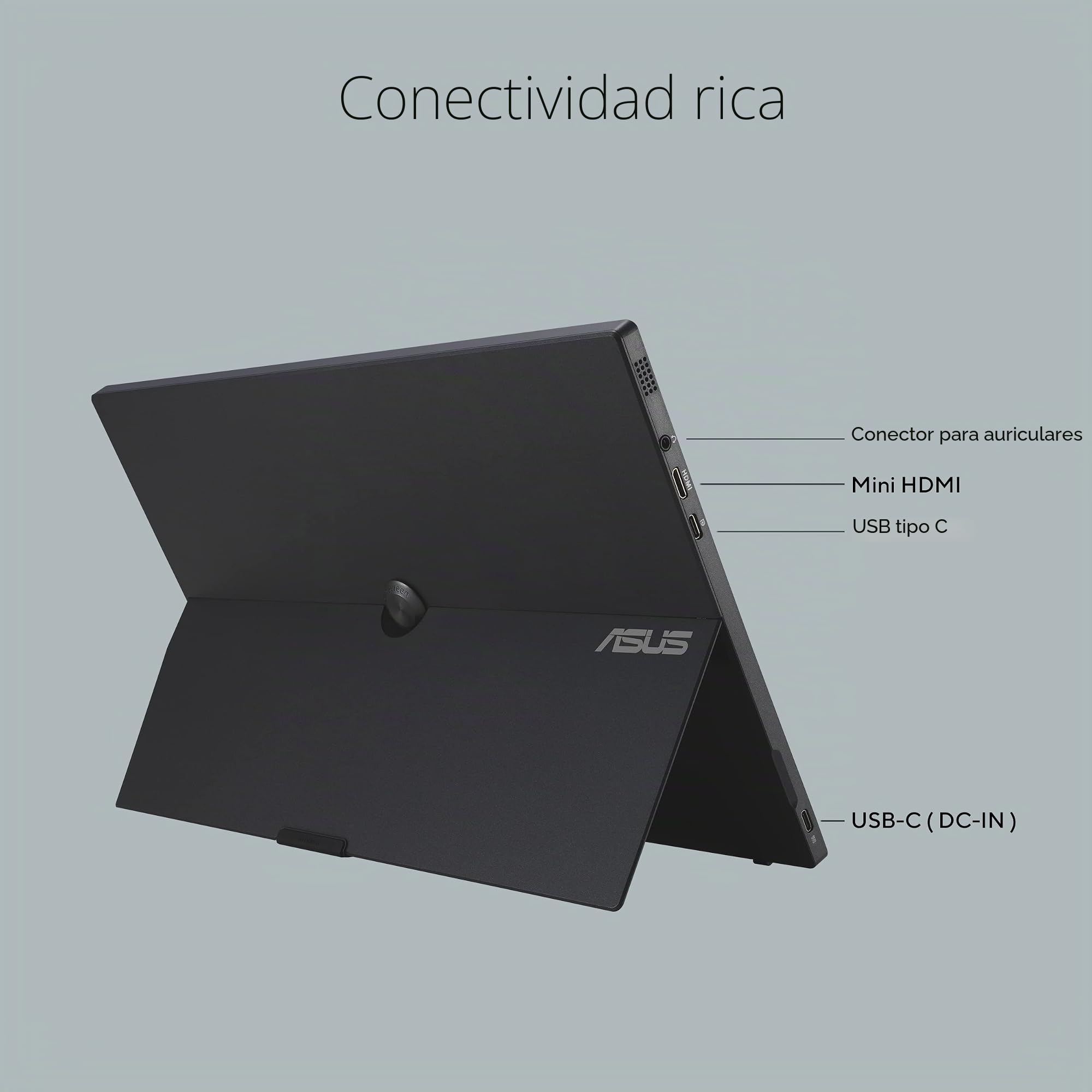 ASUS Monitor portátil inalámbrico USB ZenScreen GO MB16AWP: 15,6", IPS, USB Tipo C, Mini-HDMI, Batería integrada, Antiparpadeo, Luz Azul de Baja Intensidad, Rosca para trípode. 250cd/m². Negro