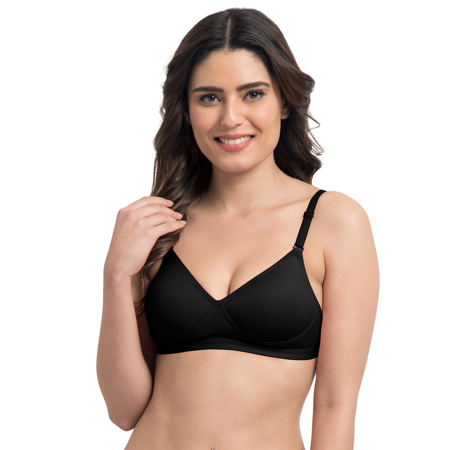 tweens Women's Medium Padded Cotton Rich Bra - Seamless, Full Coverage, Single Hook, Cross Back T-Shirt Bra-picture-45