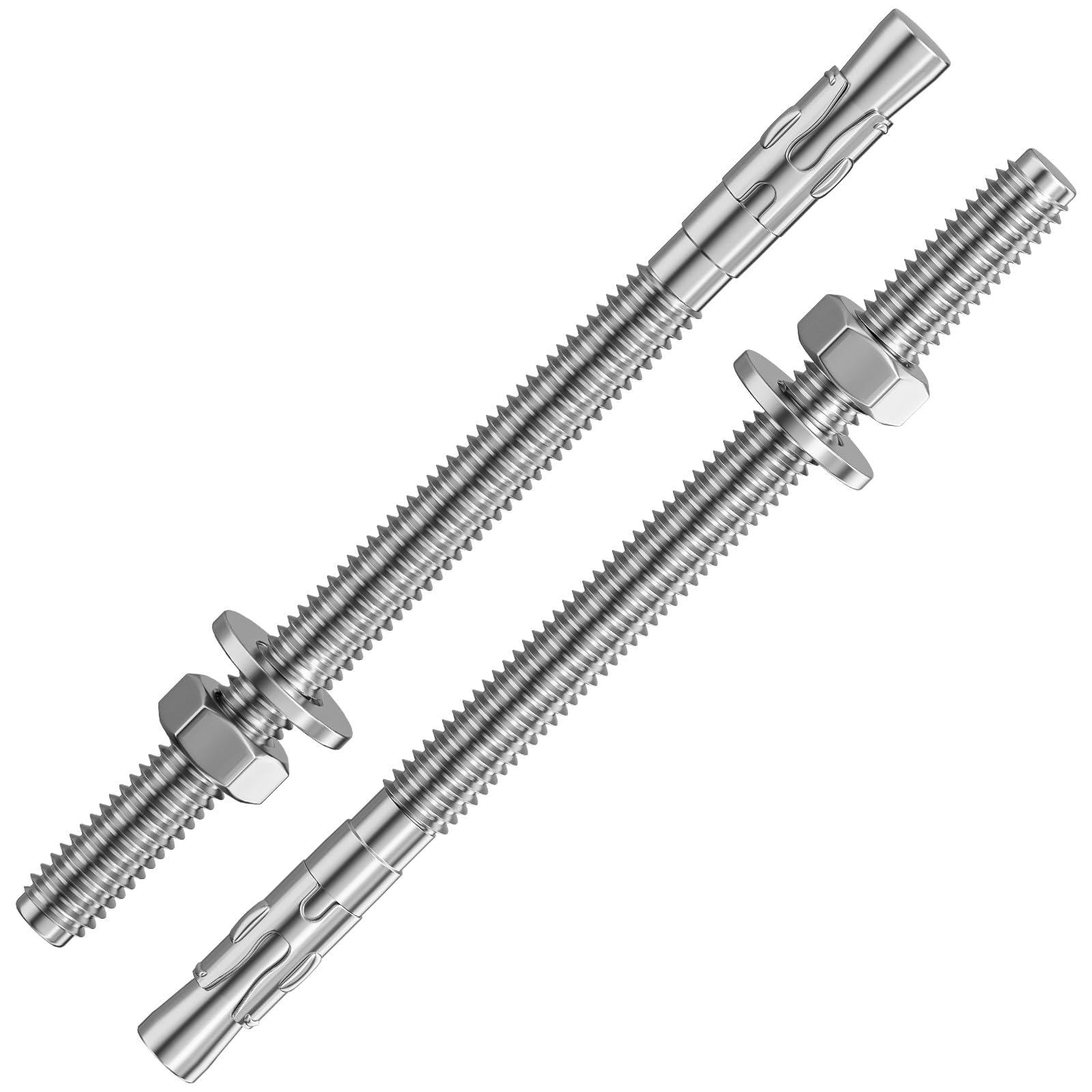 Wensilon 10Pcs 1/4x4 Inch Standard Fasteners for Heavy-Duty 304 Stainless Steel Wedge Anchors for Cement and Concrete