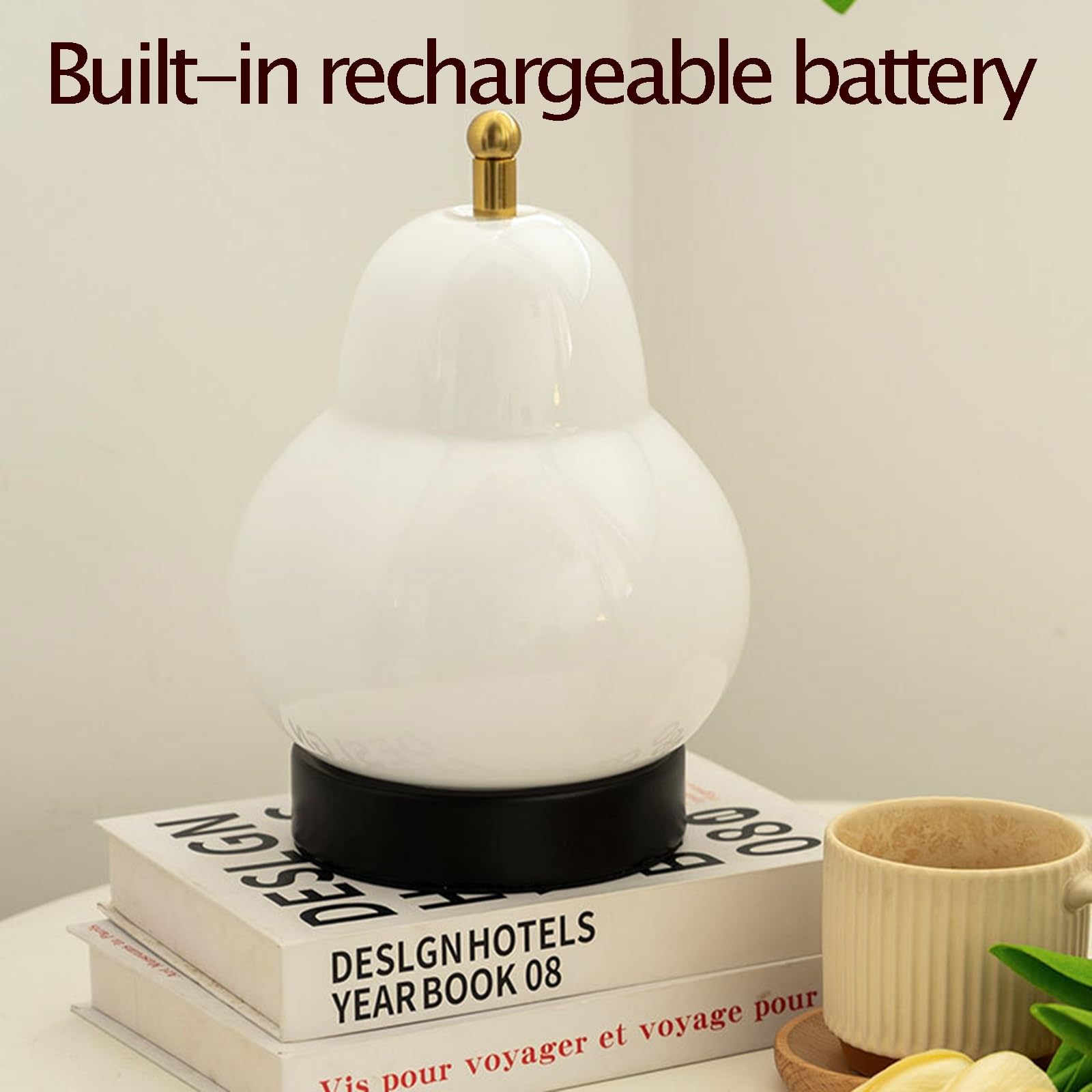 Lampada da scrivania portatile a forma di pera, regolazione della luminosità a 3 velocità, luce notturna ricaricabile, luci per comodino e sala da pranzo(Yellow)