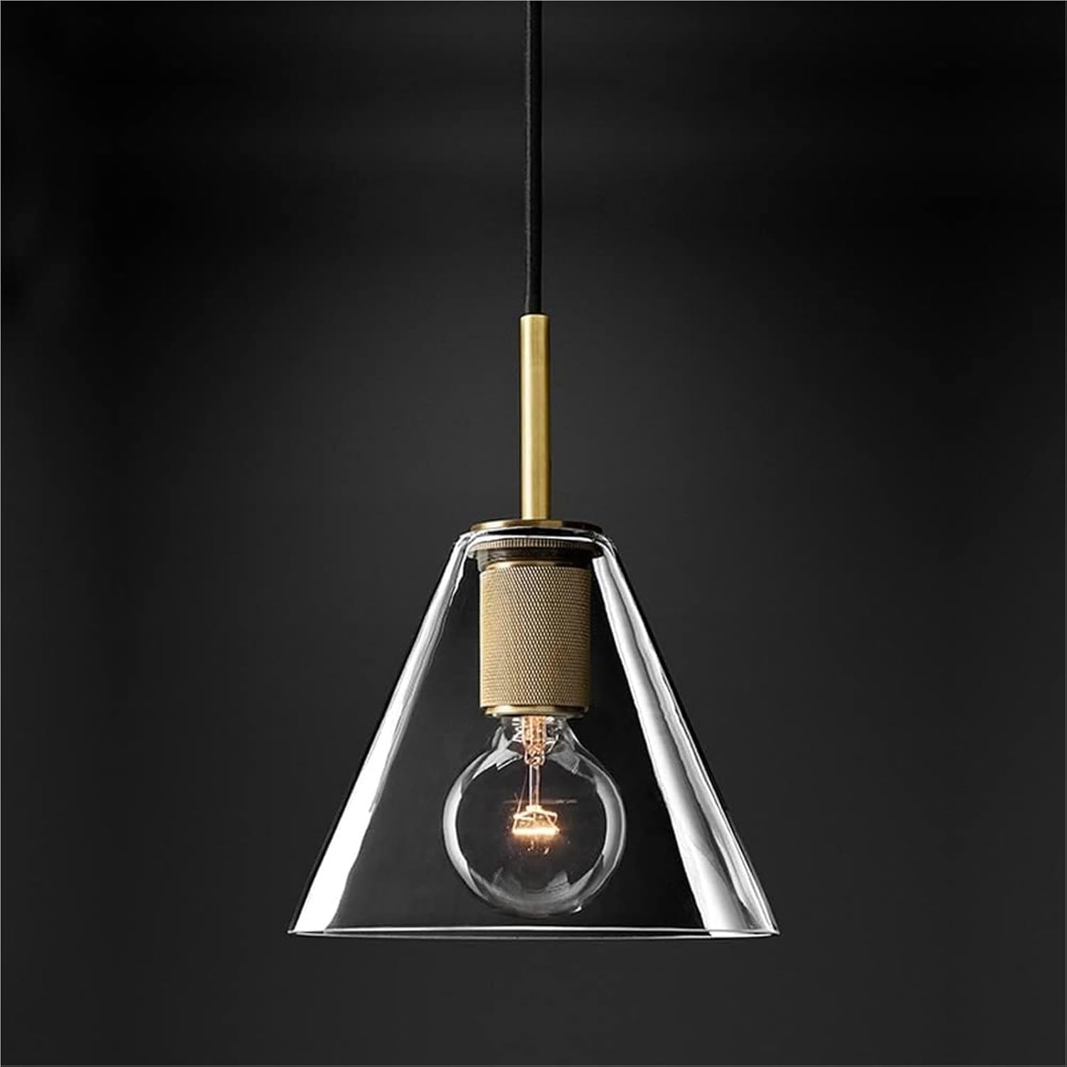 Granestner Industrial Glass Pendant Lamp Vintage Drop Ceiling Light Suspension Lighting Fixture for Kitchen Island Dining Room(Bronze,Funnel)