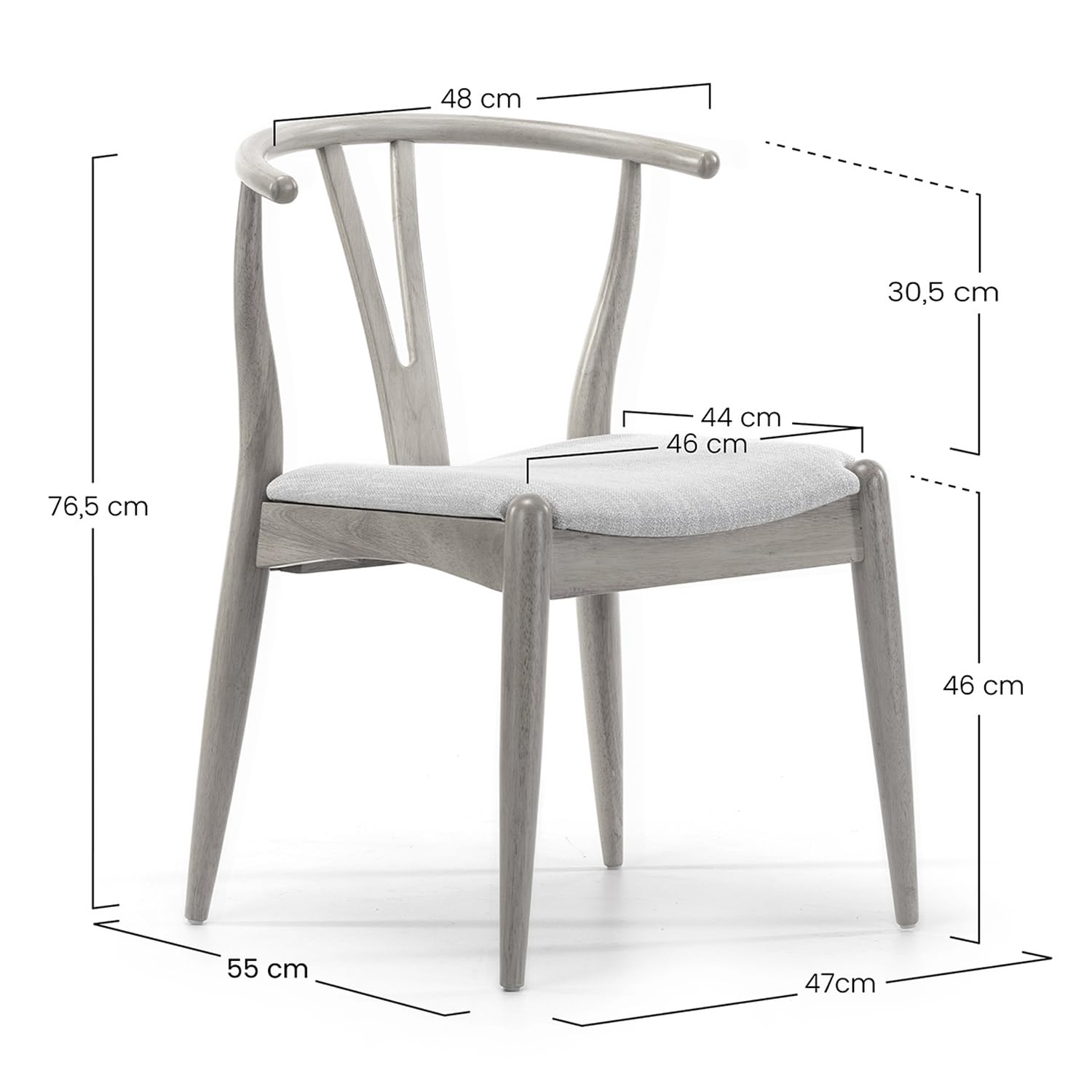 VS Venta-stock Pack 2 sillas Rustic Color Roble, Madera Maciza, 55 cm (Largo) 54,5 cm (Profundo) 76 cm (Alto)