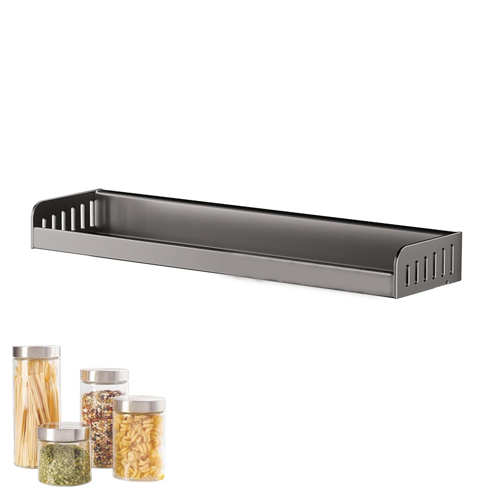 Étagère de cuisine murale sans perçage et support d'assaisonnement noir en métal