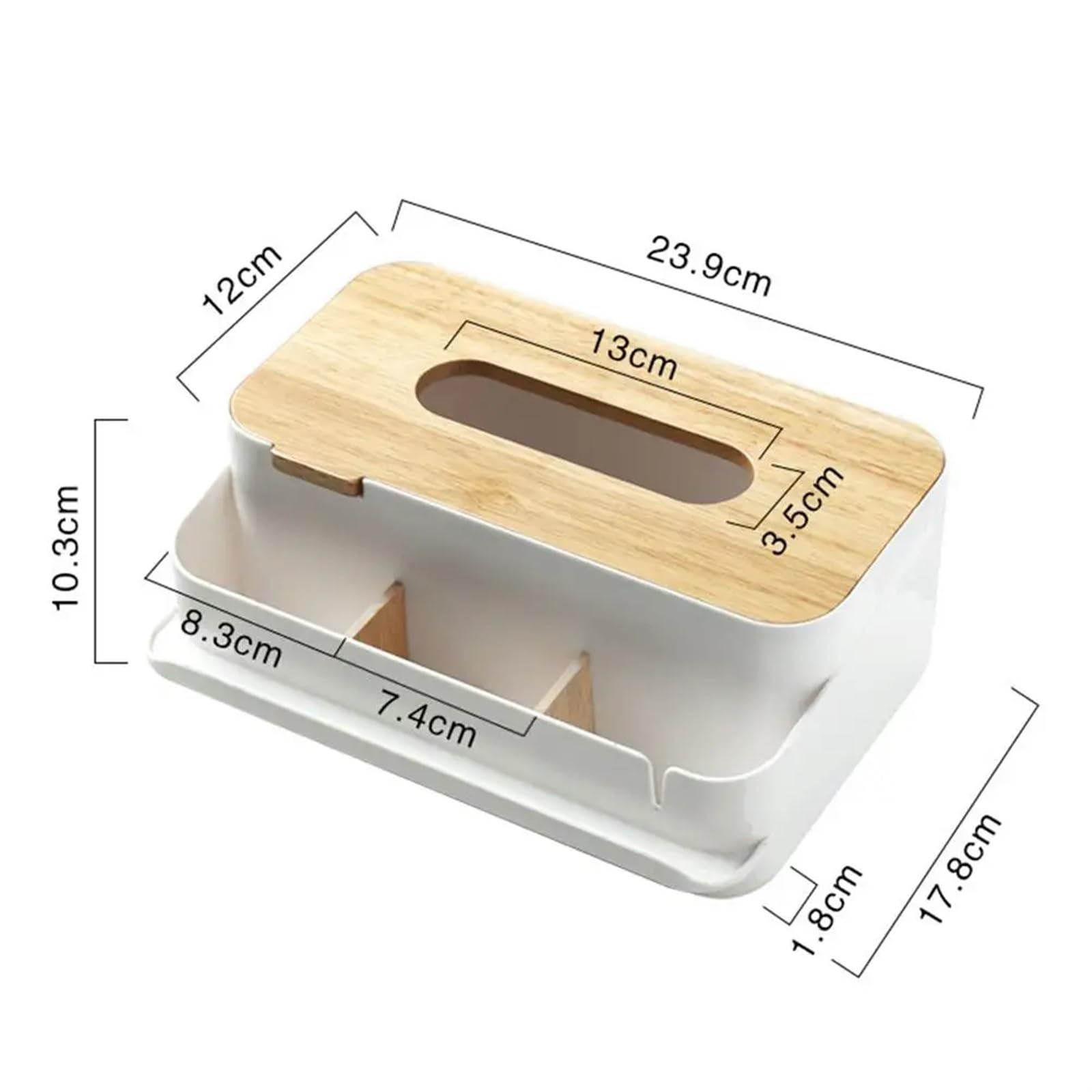 Tissue Box Halter 18l Multifunktions-Tissue-Box mit Holzdeckel Kosmetiktücherhalter Spender Organizer for Küche Schlafzimmer Dekor