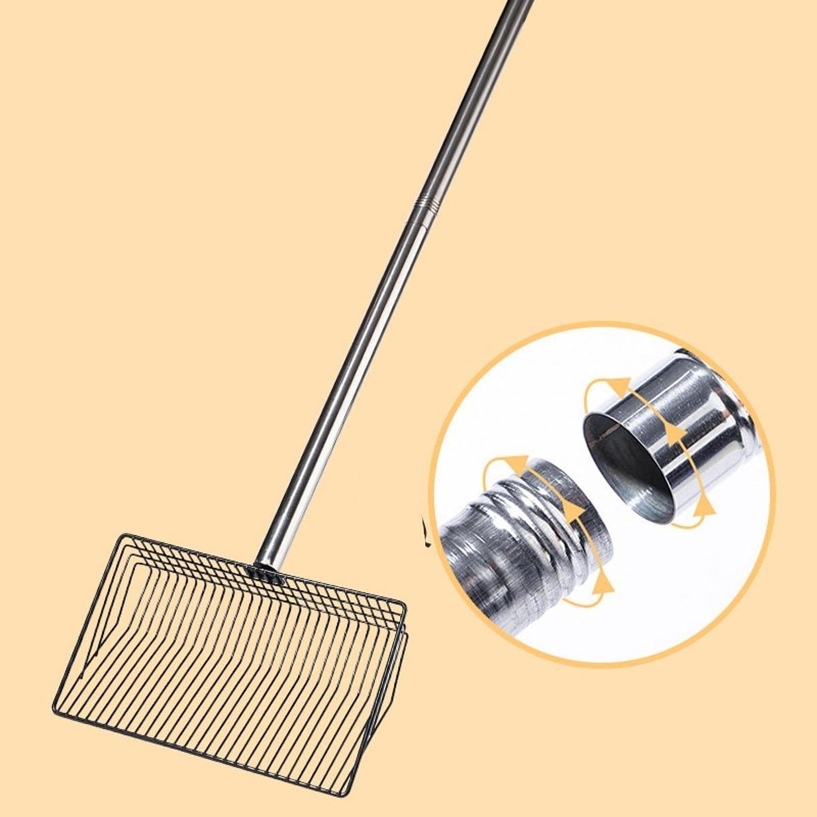 Paleta para Arena de Gato de Metal Separador de Residuos Accesorio para Gallineros Mango Ajustable Ergonómico Fácil de Colgar Adecuada para Mascotas G, 139 Cm