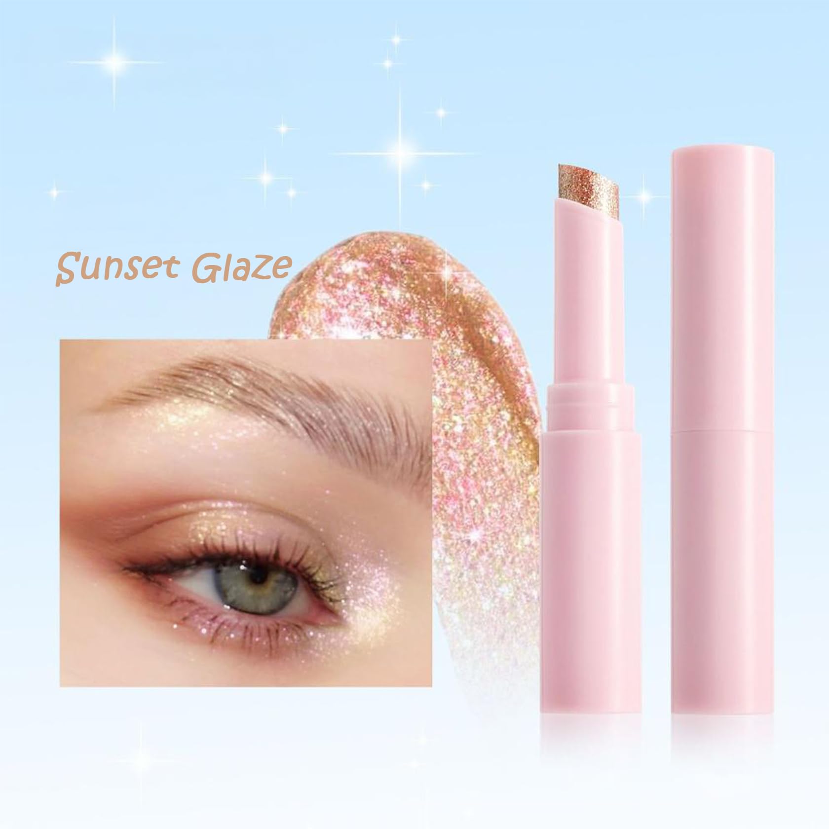 3PCS Multi-Use Highlighter Makeup Pencil, Jelly Glitter Eyeshadow Stick Set - Image 2