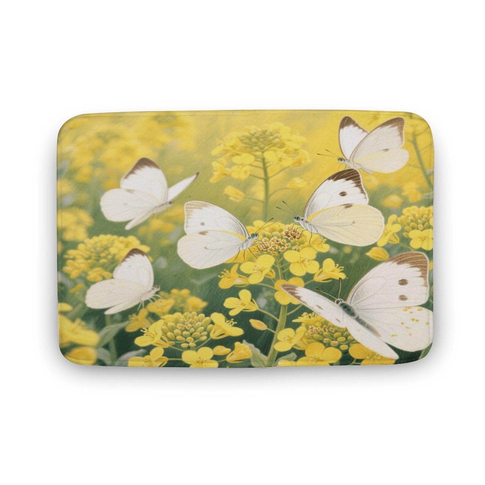 Alfombra de baño de mariposas blancas para ducha alfombrilla esponjosa y absorbente de suelo