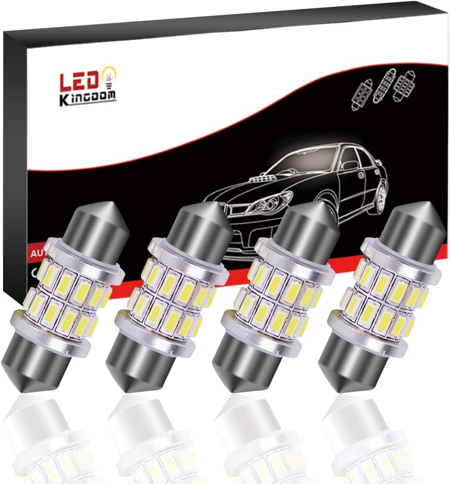 LEDKINGDOMUS DE3175 Led Bulb, 31mm Festoon 6000K White 24 SMD 3014 Chipset Bulb For Car Interior Lights Boat Lights 3021 3022 3175 6428 6430 DE3021 DE3023, Pack of 4