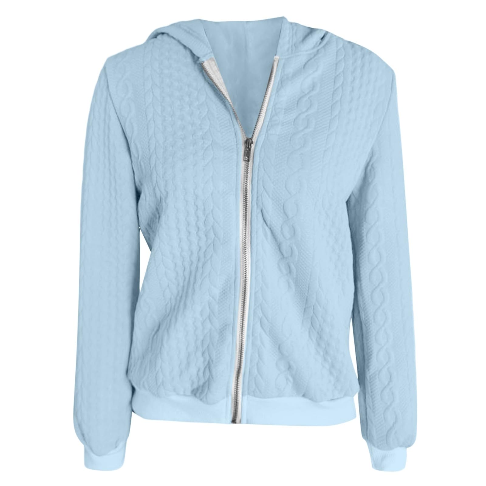 Generisch Felpa con cappuccio da donna, taglie forti, per l'inverno, a maniche lunghe, con cerniera, ideale per l'uso quotidiano con elegante semplicità