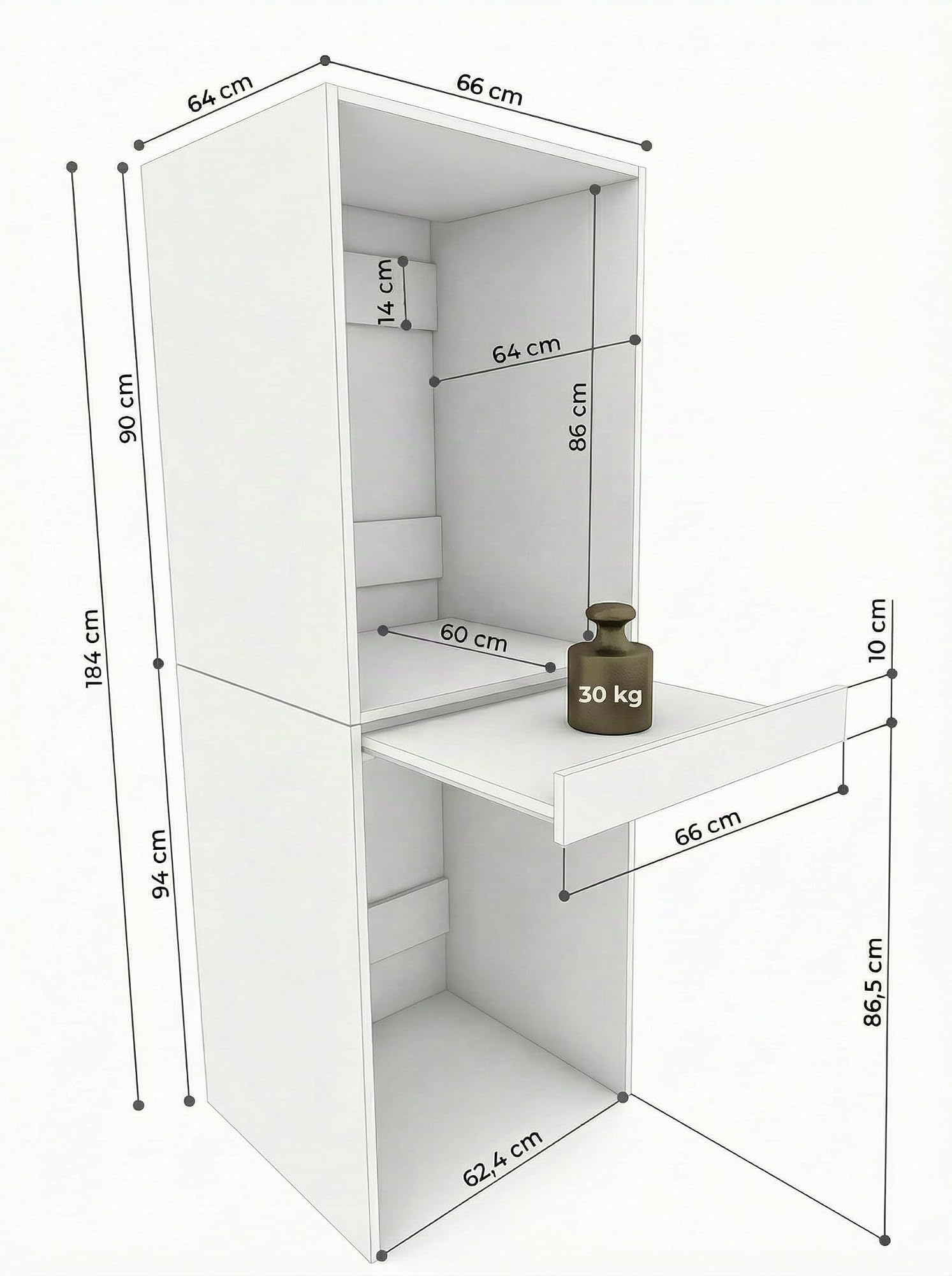 ModernHome Waschmaschinenregal für Waschmaschine und Trockner | Waschturm Schrank mit ausziehbarer Ablage | Waschraum Möbel | Eiche Wotan | Schrank für Waschküche mit Stauraum
