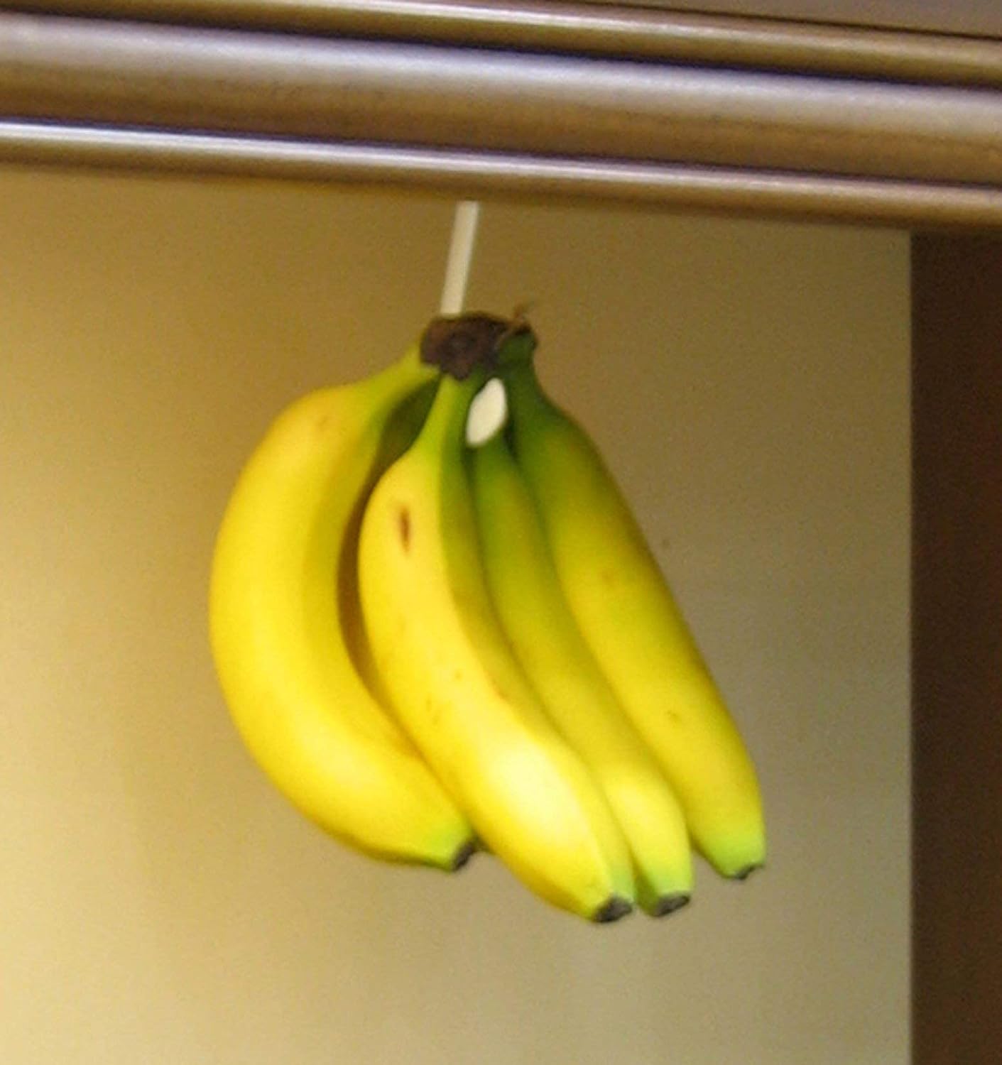 Banana Hook Hanger Under Cabinet Hook Ripens Bananas with Less Bruises, Hang Other Lightweight Kitchen Items, Folds Up Out of Sight When Not in Use, Self-Adhesive + Pre-drilled Screw Holes (White)