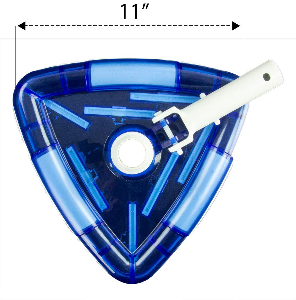 Aqua Select Tête triangulaire See-Thru pour piscine | Parfait pour les piscines hors-sol et creusées | Poils en nylon et côtés en caoutchouc | Nettoyage rapide des murs, coins et pentes