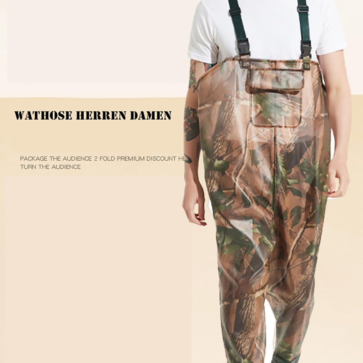 Waders uomo donna in neoprene traspirante con stivali in gomma antiscivolo composito PVC pantaloni da pesca Crosswater Waders per pesca sport acquatici