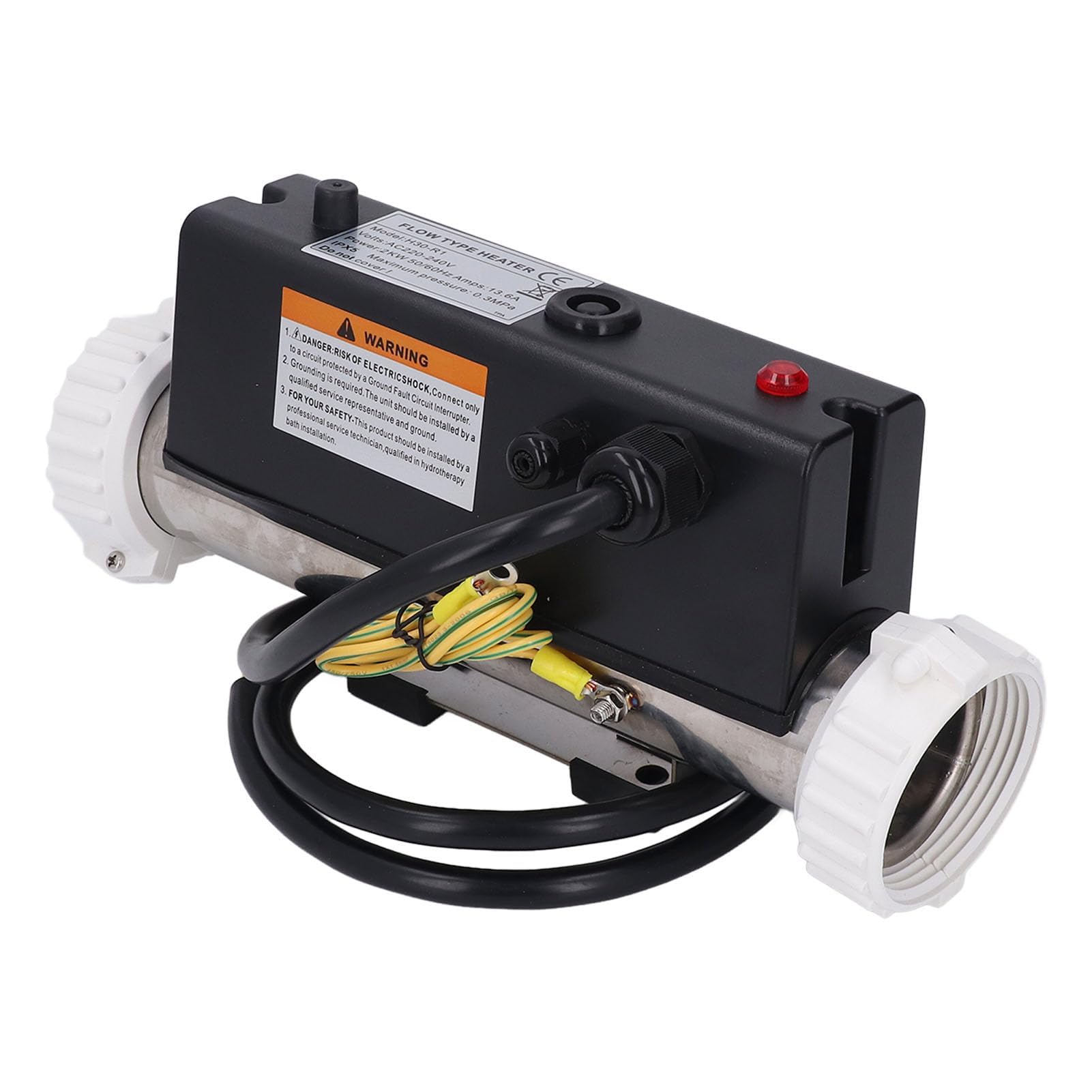 Calentador de Piscina con Cableado Calentador de Eléctrico con Prevención de Quema en Seco, Adecuado para Bañera de Spa, Material de Acero Inoxidable (1KW) (2KW)
