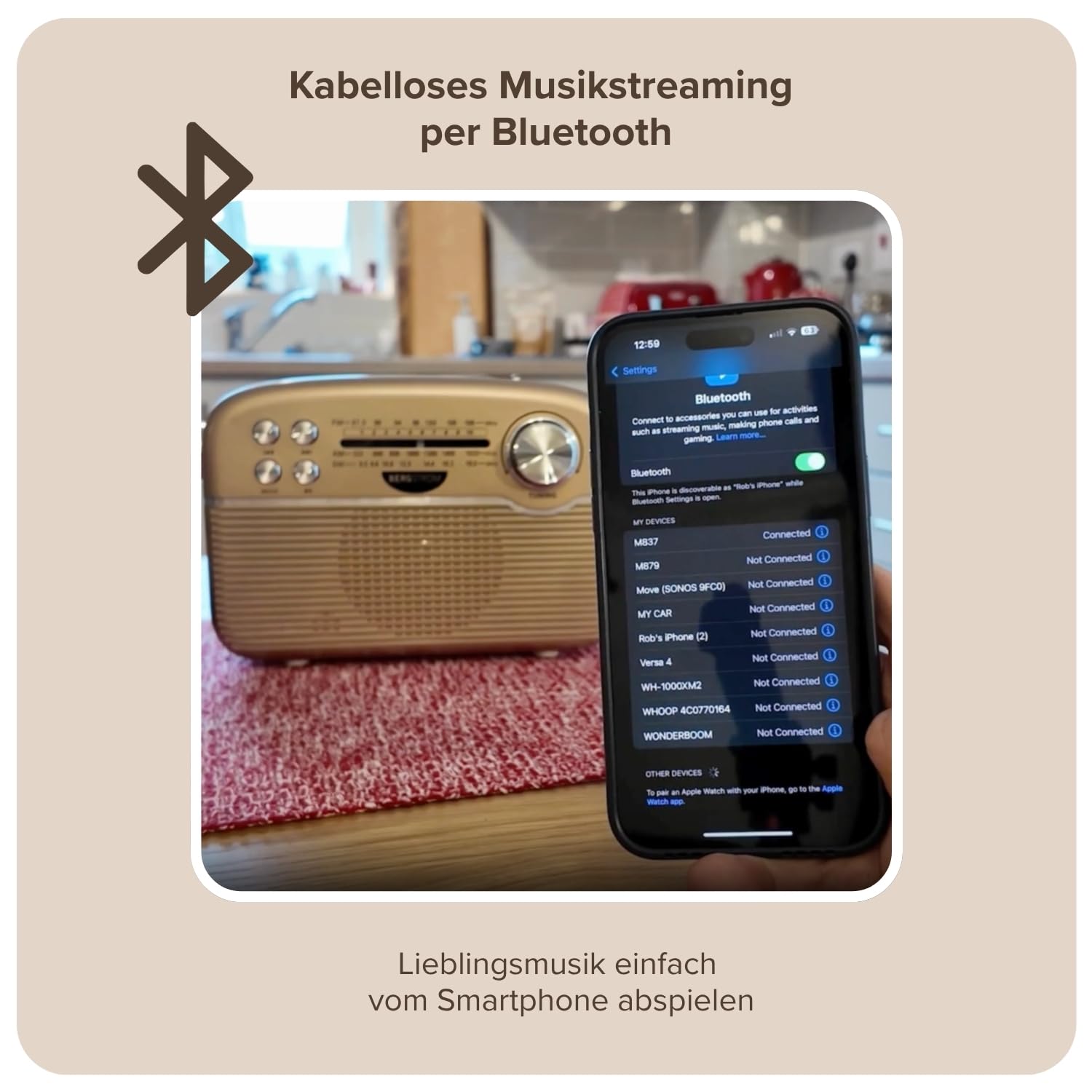 3 PAGEN® tragbares Solar Radio Retro Design – Solar- & Akkubetrieb FM/AM/SW – Bluetooth, USB & Micro-SD – kabellos, kompakt & flexibel - wiederaufladbar