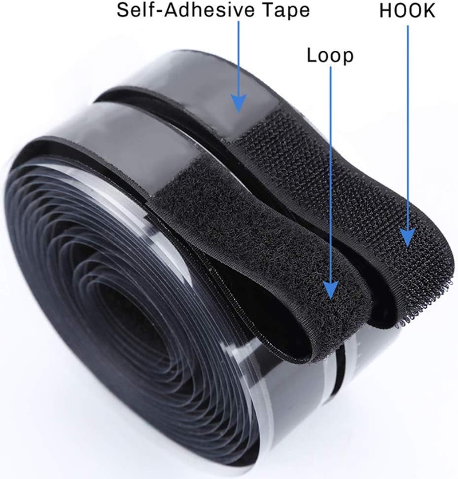 Back Sticky Hook and Loop Tape Black Color 3/4 Inch x 16.4 FT Self Adhesive Hook & Loop Strips Fasteners Sticky Interlocking Tape Black Hook & Loop Strips with Adhesive Mounting Tapes : Industrial & Scientific