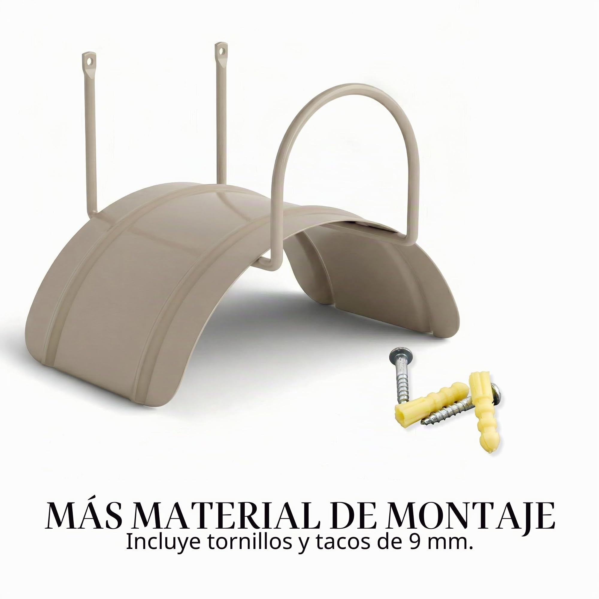 Soporte para manguera de jardín fabricado en Italia, de acero pulverizado, apto para manguera de hasta 25 m, soporte de pared con tornillos y tacos, arena