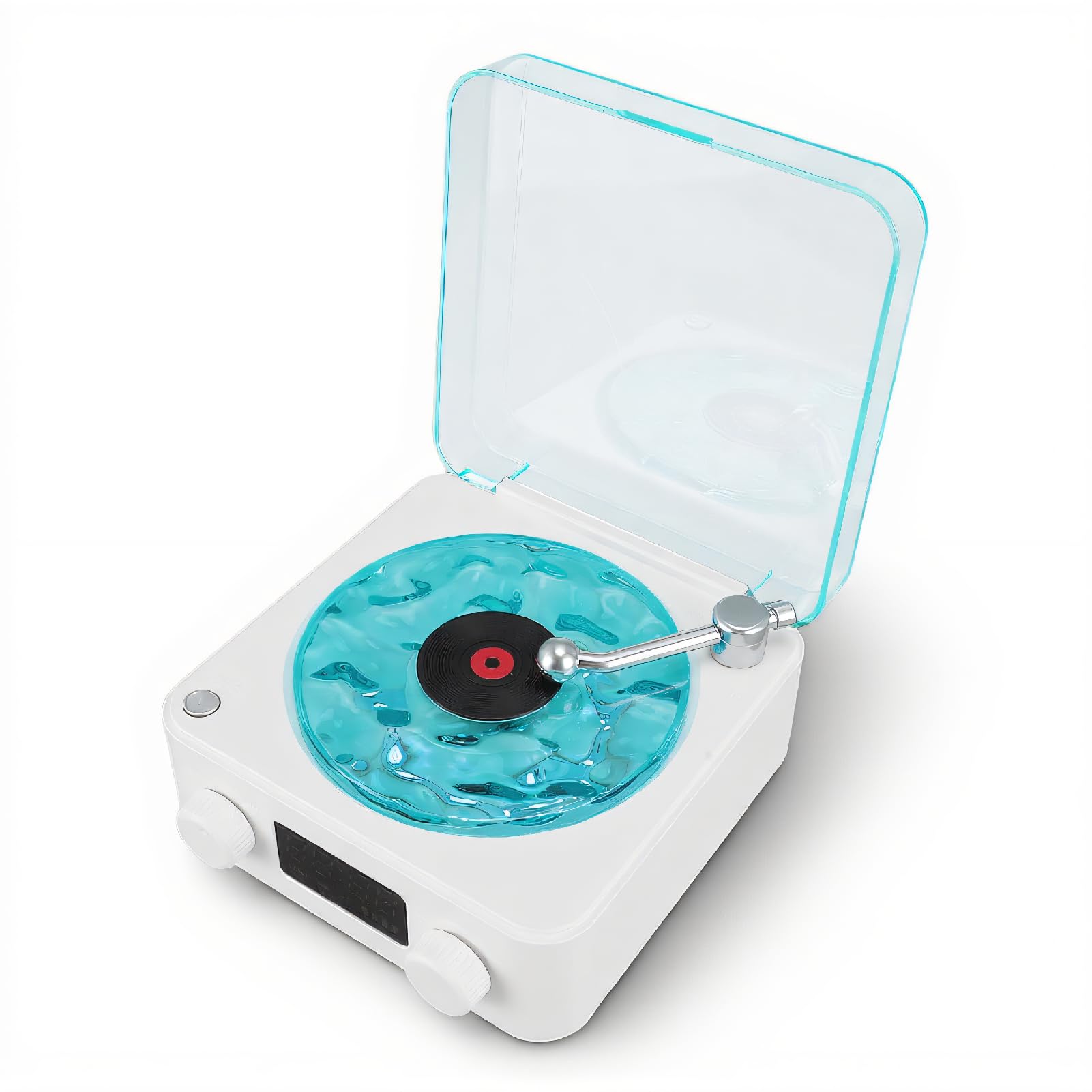 Heayzoki Record Player Bluetooth Speaker with Night Light and Time Display, Vintage Record Player Bluetooth Speaker with Stereo Sound Quality, Volume and Rich Bass (White)-image-38
