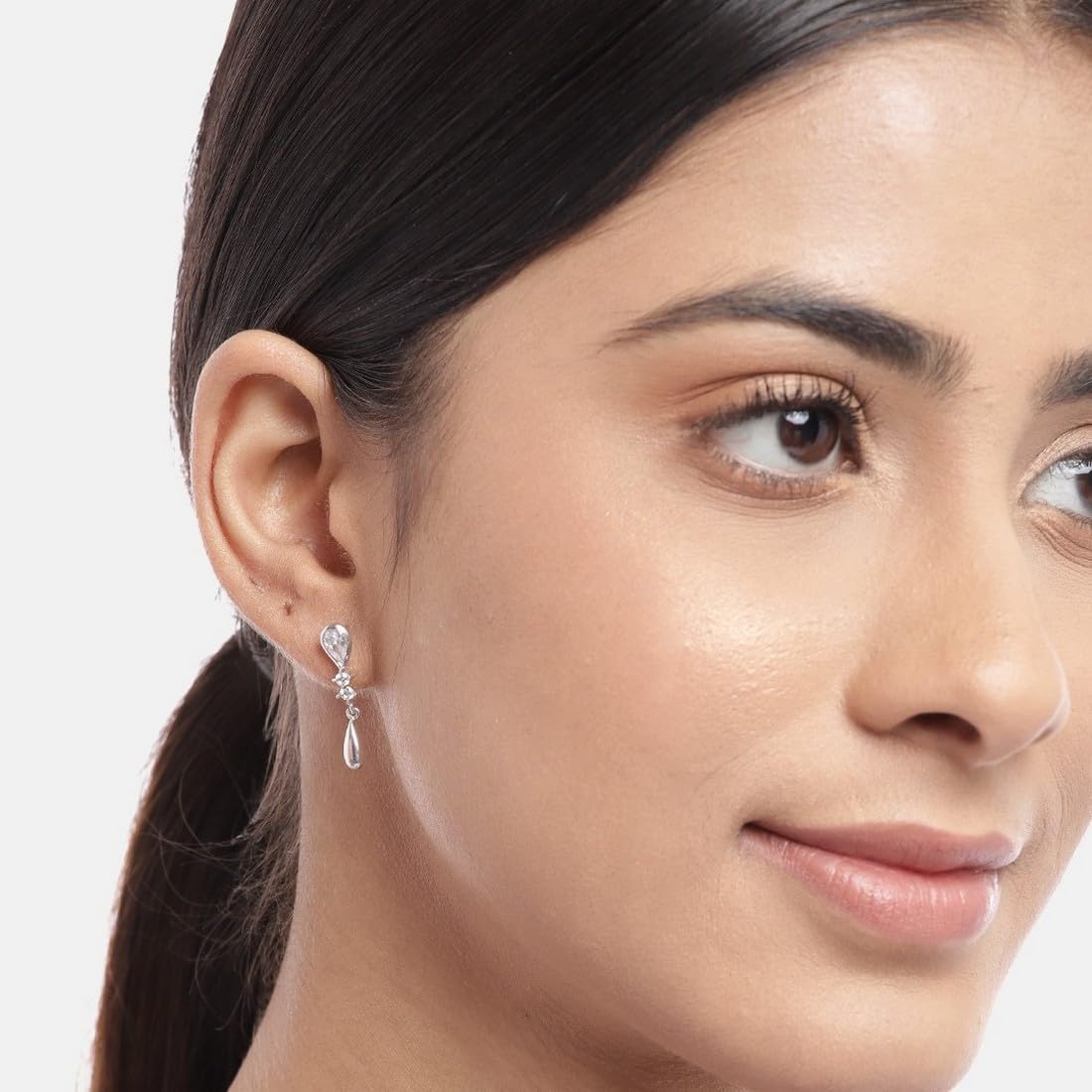 Women's 925 Sterling Silver Circular CZ Solitaire Drop Dangler Earrings