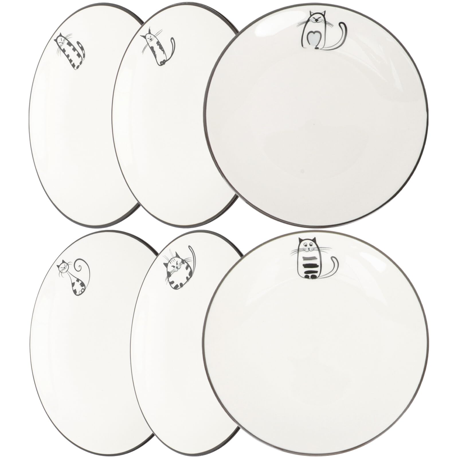 Lot de 6 Assiettes de Service en Céramique Ronde Style Nordique