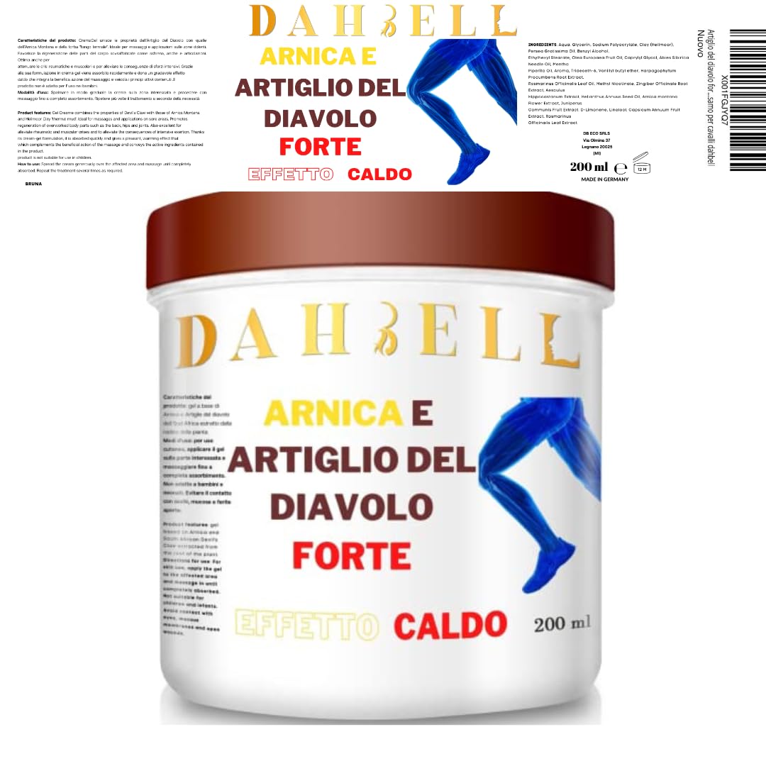 dahbell Artiglio del diavolo forte e Arnica per cavalli uso umano gel pomata per muscoli balsamo crema effetto riscaldante
