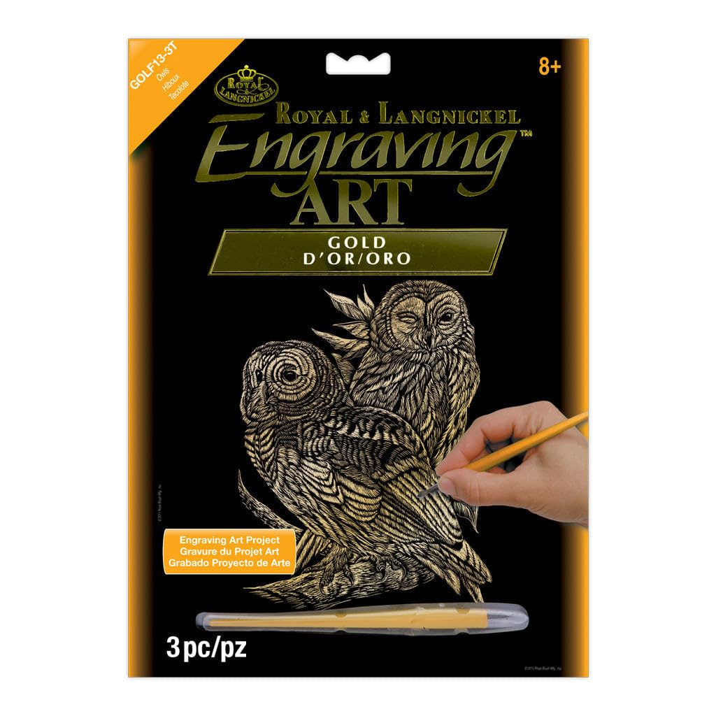 Royal & Langnickel Gold Engraving Art A4 Size Owls Designed Painting Set