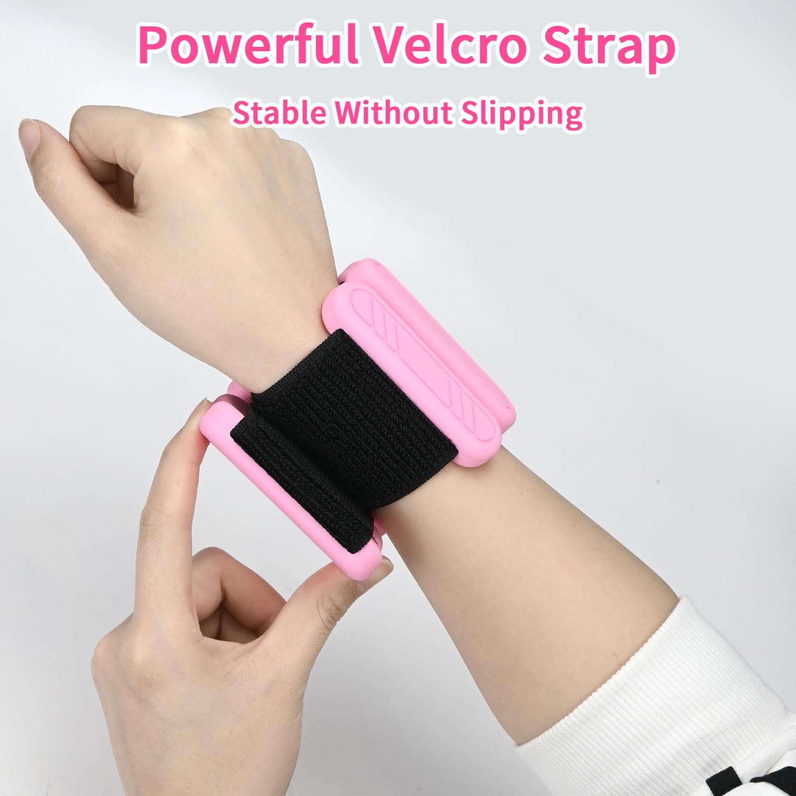 Set di 2 pesi regolabili per polso e caviglia, colore nero e rosa, per yoga, danza, sbarra, pilates, cardio, aerobica, camminata
