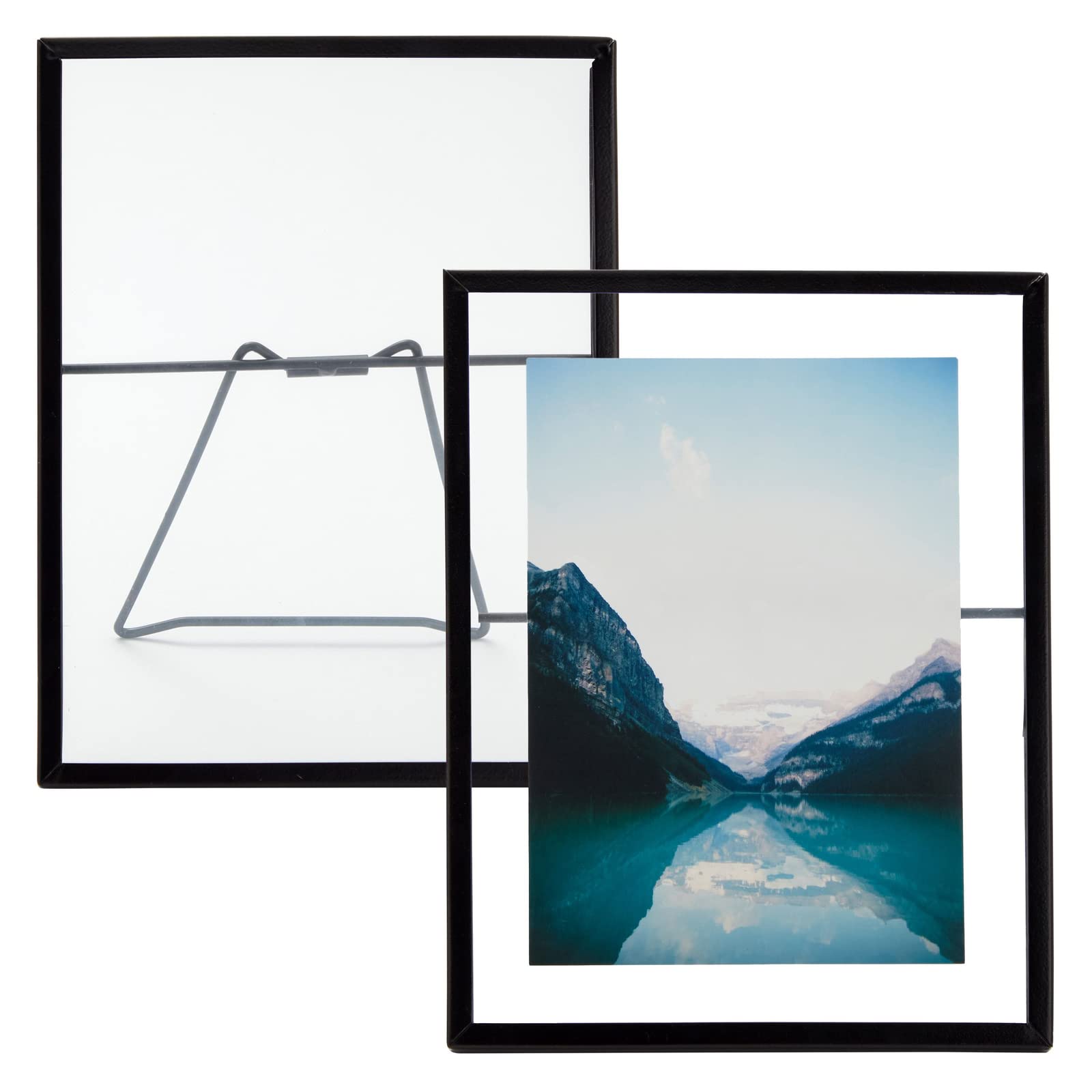 Juvale Schwebender Hochzeits-Bilderrahmen aus Glas, 17,5 x 22,6 cm, für 12,7 x 17,8 cm große Fotos, zum Aufhängen von Bilderrahmen und Tischnummernanzeige, doppelseitiges Glas und Staffelei-Rückseite