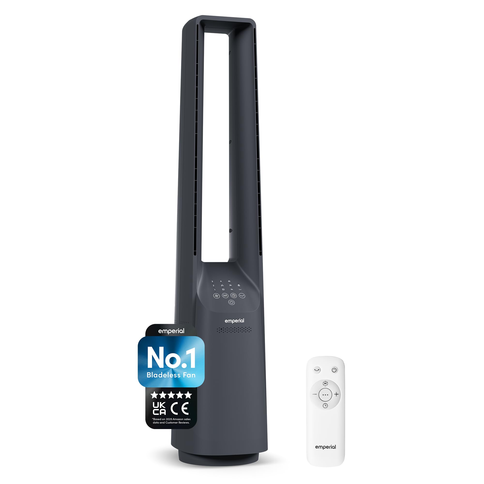 Emperial 40” Bladeless Tower Fan | Quiet DC Motor Cooling Fan with Remote | 6 Speeds, 5 Modes, 60° Oscillation, 7 Hour Timer, LED Display | Portable Floor Fan for Bedroom & Home