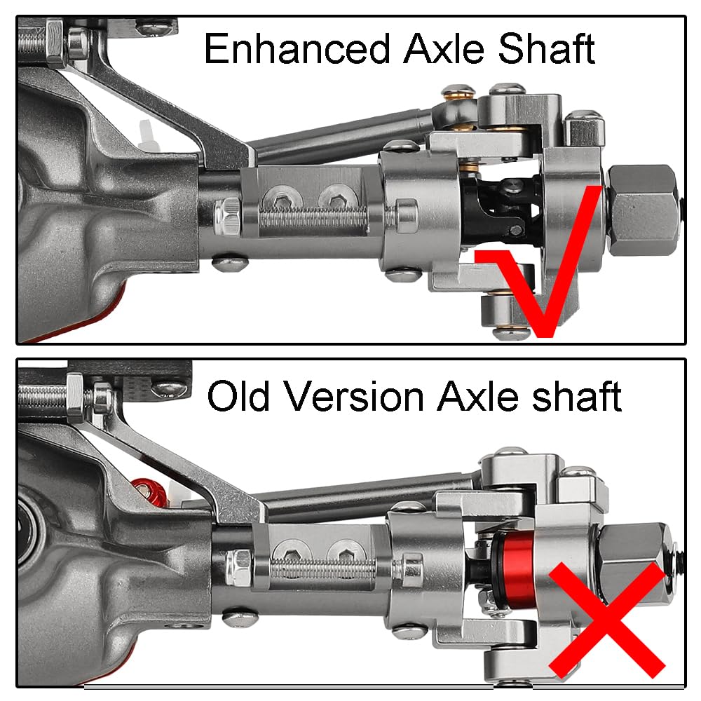 Pothyes Aluminum Front Rear Complete Axle Set with Enhanced Axle Shaft for Axial SCX10 RC4WD D90 1/10 RC Crawler Upgrade Parts (Titanium)
