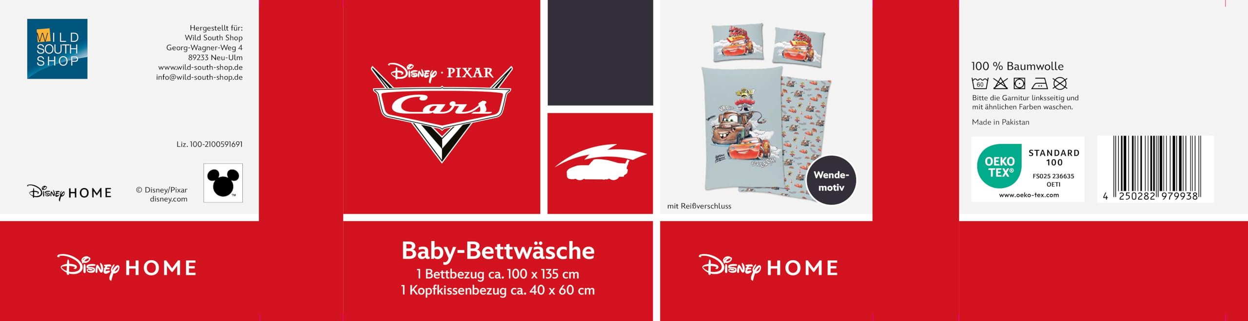 Disney Cars - Juego de ropa de cama de coche 40 x 60 cm + 100 x 135 cm 100% algodón con cremallera