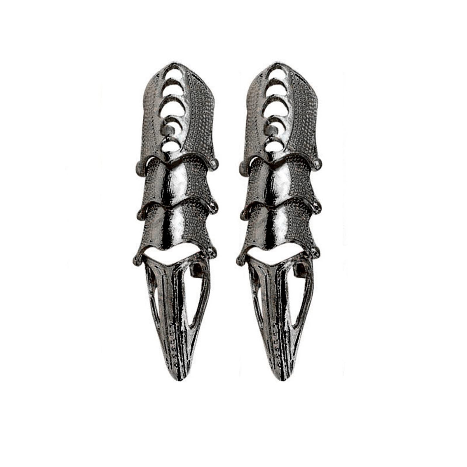 Caiyao2-4Pcs Punk Full Armor Knuckle Joint Claw Finger Ring Set Gothic Adjustable Rock Hinged Ring for Women Men Jewelry Gift Halloween Cosplay Party Costume Accessory