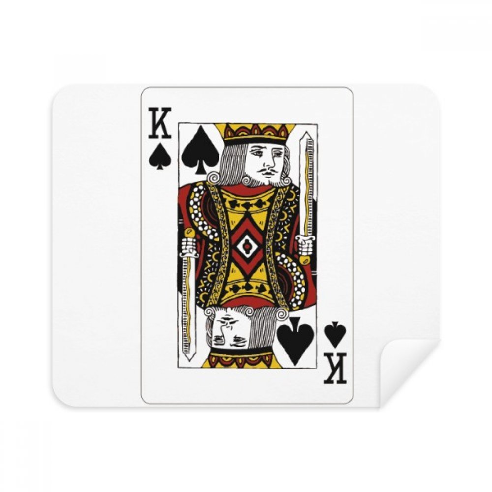 Playing Cards Spade K Pattern Cleaning Cloth Screen Cleaner 2pcs Suede Fabric