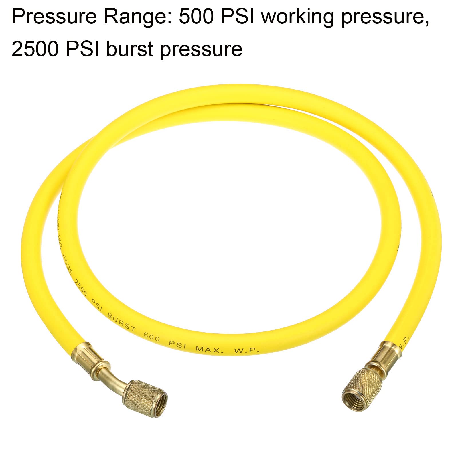 PATIKIL 1/4 SAE Refrigerante Ricarica Flessibile, 3.9ft 500PSI HVAC Flessibile per Aria Condizionatore Collettore Manometro Refrigerazione Manutenzione, Giallo
