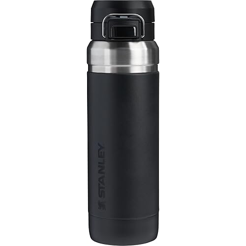 Stanley Quick Flip GO Water Bottle 36 oz | Push Button Lid | Leakproof and Packable for Travel and Sports | Insulated Stainless Steel | BPA-Free | Black
