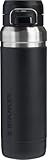 Quick Flip GO Water Bottle 36 oz | Push Button Lid | Leakproof and Packable for Travel and Sports | Insulated Stainless Steel | BPA-Free | Black