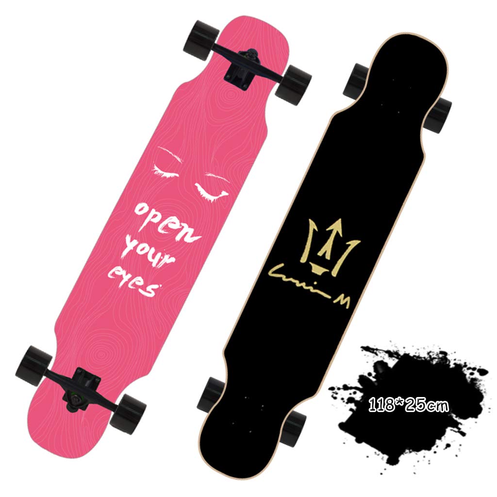 SHIJING Skateboard Professional Longboard Cruiser 8 Layer Maple Wood Double Kick Concave Deck Skate Board for Kids/Boys/Girls/Youth/Adults