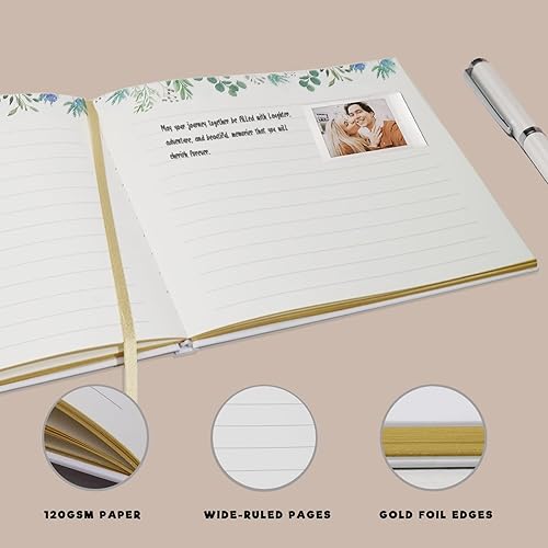 Miniatura 4 de Cherrich Libro de invitados de boda, libro de registro para recepción de boda, registro de baby shower, libro de visitas Polaroid con bordes dorados