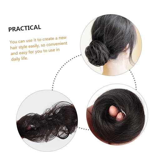 Miniatura 7 de 6 piezas de peluca de moño para mujer, cabello humano real con clip en colas de caballo para mujeres, esponjas para maquillaje, cola de caballo,